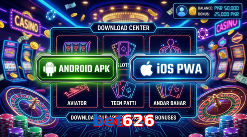 Main screen of Bet626 download page for PK players